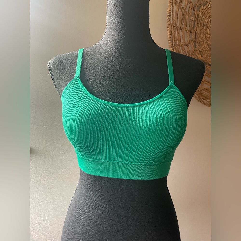 Green Auden Ribbed Women's Bra